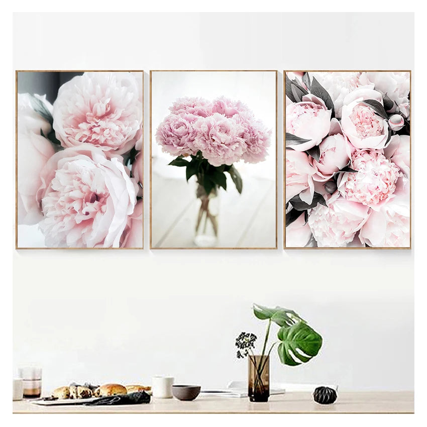 Flower Mountain Nordic Posters And Prints Wall Art Canvas Painting Wall Pictures For Living Room Cherry Blossoms Peony Carnation