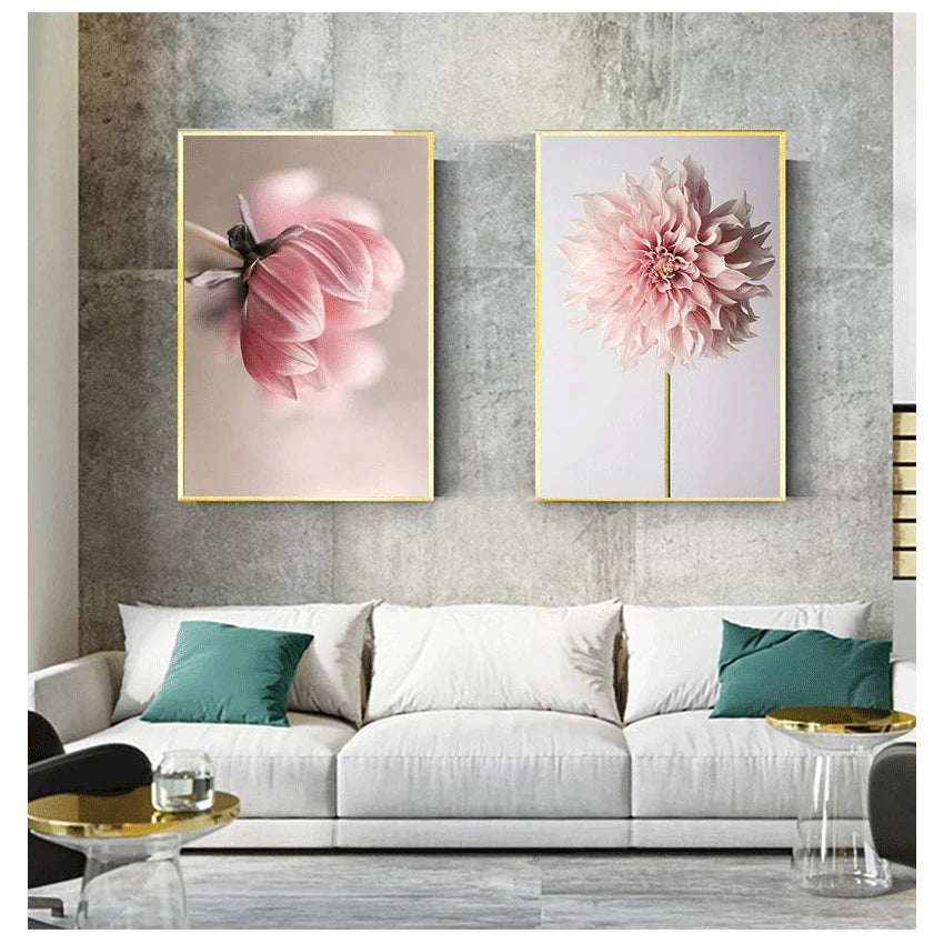 Flowers Pictures Modular Wall Art Prints Canvas Painting For Living Room Modern Home Decoration Nordic Poster Beauty Life Pink